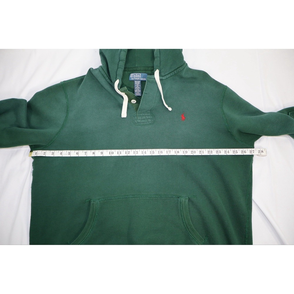 Vintage 90s Polo Ralph Lauren Hoodie Mens 2XL Green Henley Button Pullover - Picture 10 of 12